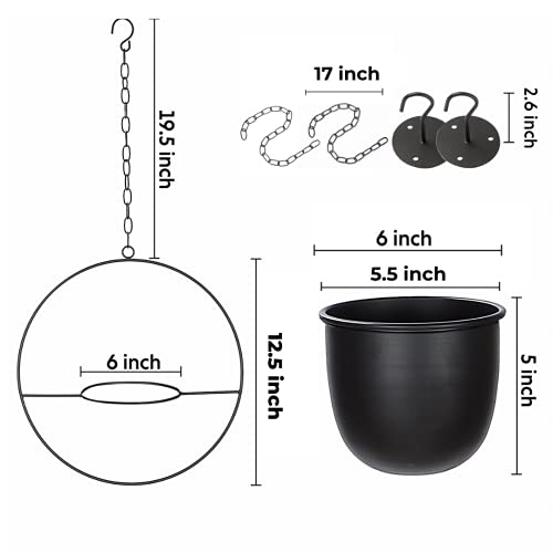 Shineloha 2 Pack Hanging Planters for Indoor Plants with 5.5" Pot (Detachable) + Hook + Chain | Hanging Planters Indoor, Ceiling Planters, Mid Century Planter for Indoor & Outdoor, NO Plant incld