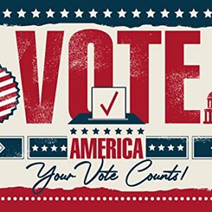 Vote Postcards Bulk - Your Vote Counts - Set of 100 - 4x6 Standard Size - US Flag Post Card Political Activism, Great Election Supplies, Fun and Eye-Catching Design Postcards for Family and Friends