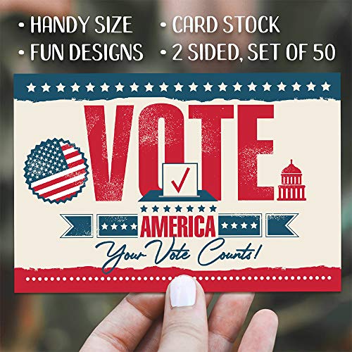 Vote Postcards Bulk - Your Vote Counts - Set of 100 - 4x6 Standard Size - US Flag Post Card Political Activism, Great Election Supplies, Fun and Eye-Catching Design Postcards for Family and Friends