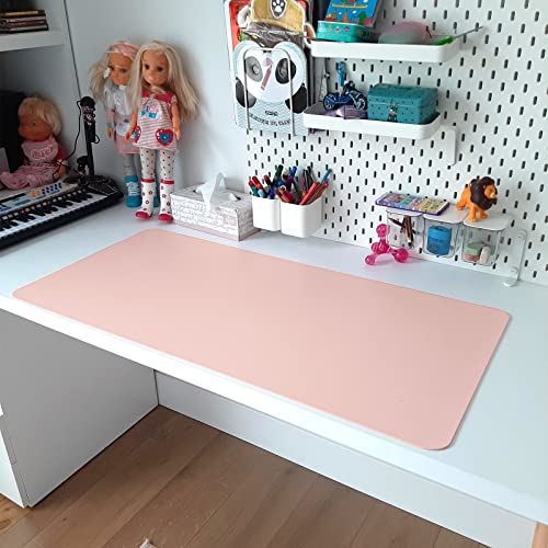 Weelth Multifunctional Office Desk Pad, Waterproof Desk Pad Protector PU Leather Dual-Sided Desk Writing Pad for Office/Home (Pink/Sliver, 23.6" x 13.7")