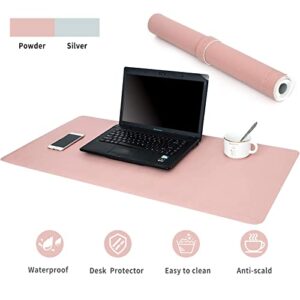 Weelth Multifunctional Office Desk Pad, Waterproof Desk Pad Protector PU Leather Dual-Sided Desk Writing Pad for Office/Home (Pink/Sliver, 23.6" x 13.7")