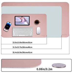 Weelth Multifunctional Office Desk Pad, Waterproof Desk Pad Protector PU Leather Dual-Sided Desk Writing Pad for Office/Home (Pink/Sliver, 23.6" x 13.7")