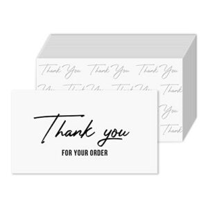 package inserts - thank you for your order business note cards | beautiful customer appreciation writable cards, small & large businesses | 2 x 3.5” | thick card stock | 100 per pack (black)