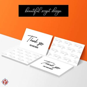 Package Inserts - Thank You For Your Order Business Note Cards | Beautiful Customer Appreciation Writable Cards, Small & Large Businesses | 2 x 3.5” | Thick Card Stock | 100 Per Pack (Black)