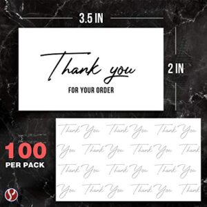 Package Inserts - Thank You For Your Order Business Note Cards | Beautiful Customer Appreciation Writable Cards, Small & Large Businesses | 2 x 3.5” | Thick Card Stock | 100 Per Pack (Black)