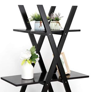 ZenStyle 4 Tier Bookshelf Storage Shelves, Bookcase Ladder Shelf Home Office A Frame Wooden Display Shelves for Potted Plant, Photos, Books Storage Organizer Rack