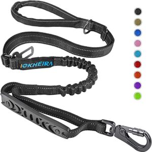 iokheira 6ft /4ft dog leash rope for large dogs, heavy duty with comfortable padded handle and highly reflective threads,4-in-1 multifunctional dog leashes with car seat belt for training