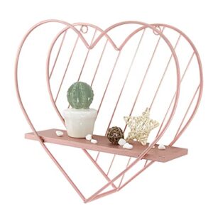 afuly floating shelves rose gold small shelf wall mounted metal pink heart design storage romantic love shelf bedroom kitchen bathroom livingroom unique cute nursery room decor