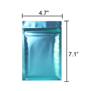 100 Double-Sided Matte Blue Zip Top Bags w/Tear Notch (12x18cm (4.7x7"), Blue)