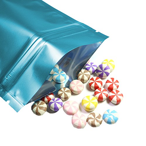100 Double-Sided Matte Blue Zip Top Bags w/Tear Notch (12x18cm (4.7x7"), Blue)