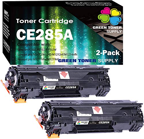 (Pack of 2) GTS Compatible Replacement for HP 85A 285A CE285A Toner Cartridge (2-Black, HP85A) Used for Pro P1102w P1109w M1212nf M1217nfw Printer