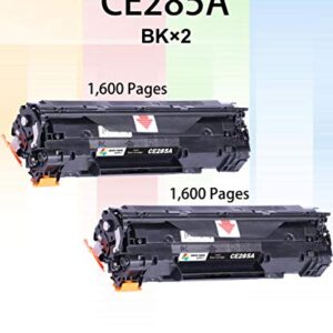 (Pack of 2) GTS Compatible Replacement for HP 85A 285A CE285A Toner Cartridge (2-Black, HP85A) Used for Pro P1102w P1109w M1212nf M1217nfw Printer