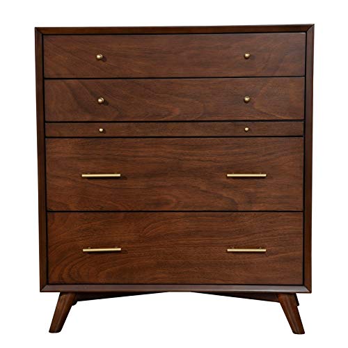 Alpine Furniture Flynn Mid Century 4 Drawer Storage Accent Chest in Walnut (Brown)