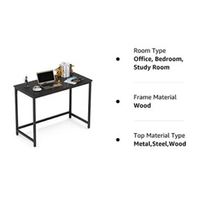 Weehom Small Computer Desk Study Writing Desk for Home Office Pc Notebook Table Workstation Stand 39 Inches Metal Leg Black