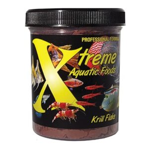 xtreme aquatic fish foods krill flake (1oz jar) - hormone free - made in usa - high protein & max color