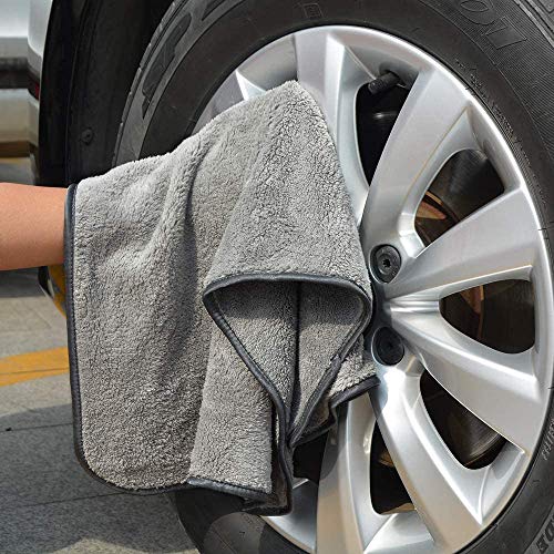 SCRUBIT Microfiber Drying Towel, Cleaning Cloths, Scratch-Free, Strong Water Absorption Drying Towel for Cars, SUVs, RVs, Trucks, and Boats Gifts (29.5 in. x 22 in.)-2PK (Gray)