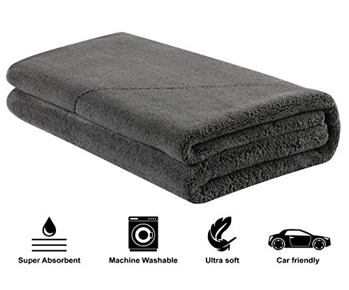 SCRUBIT Microfiber Drying Towel, Cleaning Cloths, Scratch-Free, Strong Water Absorption Drying Towel for Cars, SUVs, RVs, Trucks, and Boats Gifts (29.5 in. x 22 in.)-2PK (Gray)