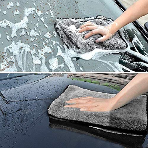 SCRUBIT Microfiber Drying Towel, Cleaning Cloths, Scratch-Free, Strong Water Absorption Drying Towel for Cars, SUVs, RVs, Trucks, and Boats Gifts (29.5 in. x 22 in.)-2PK (Gray)