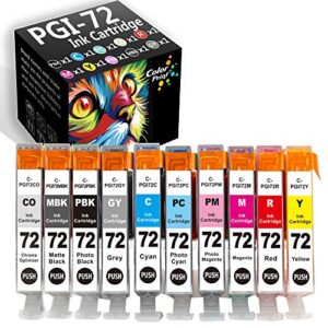 10-pack colorprint compatible pgi72 ink cartridge replacement for canon pgi-72 pgi 72 work with pixma pro-10 pro 10 pro10s pro-10s pro 10 laser printer (pbk, mbk, c, m, y, pc, pm, r, gy, co, 1 set)