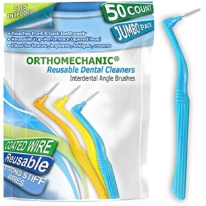 orthomechanic interdental brush angle cleaners - jumbo pack (50 brushes) (standard) - remove plaque - toothpick