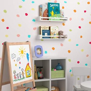 Wallniture Utah 24" Bookshelf for Kids Room Decor, White Floating Shelves for Kitchen, Bathroom Storage Set of 2