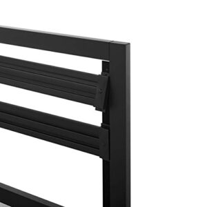 Amazon Basics Industrial Metal Bed Frame with Headboard and Wood Slats, 14 Inches High, Twin, Black