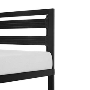 Amazon Basics Industrial Metal Bed Frame with Headboard and Wood Slats, 14 Inches High, Twin, Black