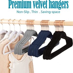 Smartor Velvet Hangers 50 Pack, Black Felt Hangers Non Slip with Rose Gold Hook, Premium Felt Hangers for Adult, Heavy Duty Velvet Hanger for Coat, Suit, Short, Skirt, Dress (Black)