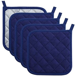 pot holders for kitchen heat resistant potholder, pot holder clearance, hot pads for kitchen, trivet for cooking and baking (5, dark blue)