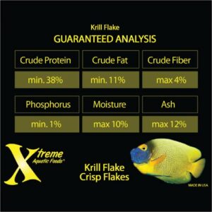 Xtreme Aquatic Fish Food - Krill Flakes - Nutritionally Balanced Professional Formula - Balanced Amino Acid Profile and No Hormones - Made in USA - High Protein Max Flavor Tropical (3.5 oz)