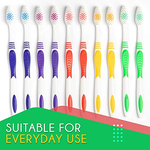 EcoFox Bulk Toothbrushes 25 Pack | Individually Wrapped Travel Toothbrush Set for Adults & Kids | Made with a Medium-Soft Large Brush Head | BPA-Free & Disposable!