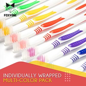 EcoFox Bulk Toothbrushes 25 Pack | Individually Wrapped Travel Toothbrush Set for Adults & Kids | Made with a Medium-Soft Large Brush Head | BPA-Free & Disposable!