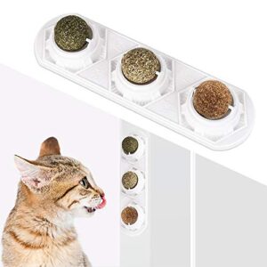 wolover catnip wall ball toys – rotatable cat snack edible balls with natural healthy catnip | silvervine | gall nut, kitten playing chewing cleaning teeth toy