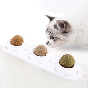 WoLover Catnip Wall Ball Toys – Rotatable Cat Snack Edible Balls with Natural Healthy Catnip | Silvervine | Gall Nut, Kitten Playing Chewing Cleaning Teeth Toy