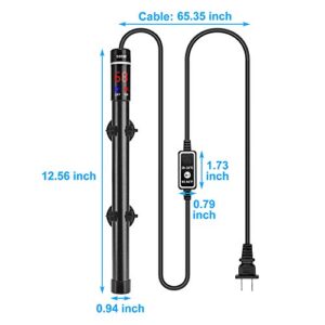 UPLY 500W Aquarium Heater Submersible 500 Watt Titanium Fish Tank Heater with External Temperature Controller for 60 Gallon to 95 Gallon Tank