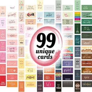 99 pcs unique motivational cards (2″ x 3.5″) inspirational cards, encouragement cards, gratitude cards, appreciation cards, kindness cards, mini thank you cards, small note cards for vision board.