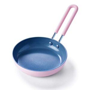 greenpan mini healthy ceramic nonstick, 5" round egg pan, pfas-free, dishwasher safe, stay cool handle, pink