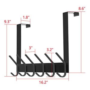 DOKU Over The Door Hook, Stainless Steel Heavy Duty Over Door Hanger Holder for Coat Robe Hat Clothe Towels Hanging, Bathroom Organizer Towel Rack 12 Hooks, Matte Black