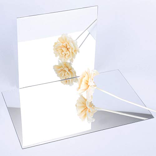 BBTO 20 Pieces Mirror Sheets Self Adhesive Non Glass Cut to Size Mirror Stickers Tiles for Wall Flexible Sticky Mirror()