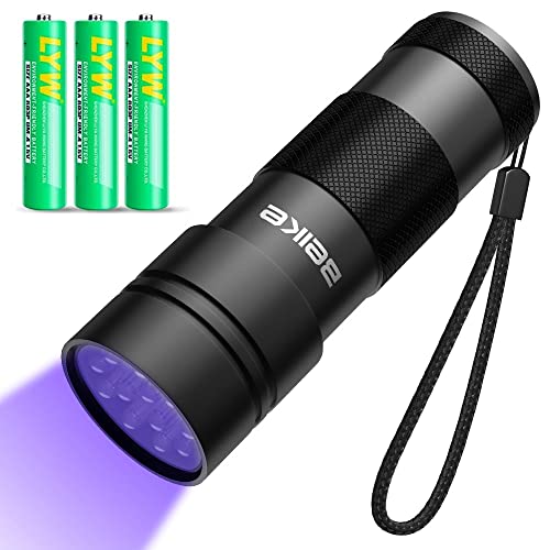 Beike UV Flashlight Black Light, Powerful Small Blacklight Flashlight UV Light, 12 LED Mini Black Light Flashlight, Pet Urine Detector Light for Pet Urine Detection (Dog Cat), Scorpion, Resin Curing