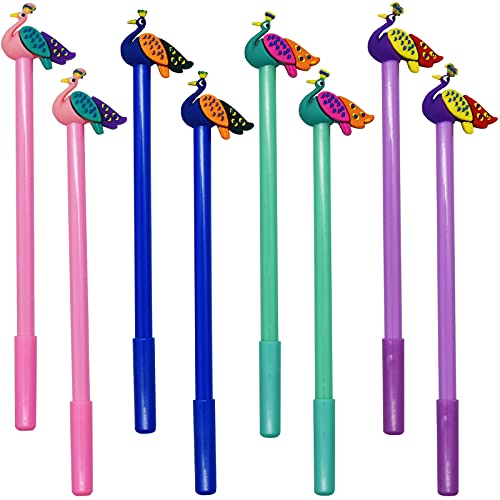 Maydahui 12PCS Peacock Shaped Rollerball Pens Cute Cartoon Animal Pen Black Gel Ink Smooth Writing for Girls Women Valentine's Day