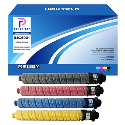 Toner Tap High Yield for Ricoh IM C2500 C2000 (4 Pack Bundle) C2500H 842307 842310 842309 842308 Compatible Cartridge Replacements