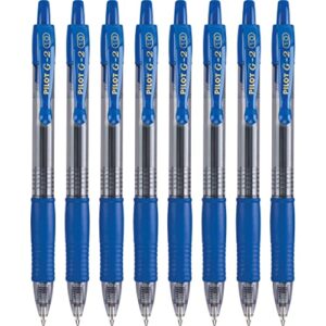 pilot g2 premium refillable & retractable rolling ball gel pens, bold point, blue, 8-pack (15319)