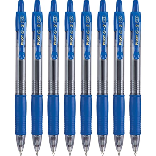 PILOT G2 Premium Refillable & Retractable Rolling Ball Gel Pens, Bold Point, Blue, 8-Pack (15319)