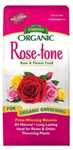 espoma organic rose-tone 4-3-2 organic fertilizer for all types of roses and other flowering plants. promotes vigorous green growth and abundant blooms. 4 lb. bag - pack of 2