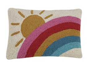 peking handicraft 30jes1701c18ob sun and rainbow hook pillow, 18-inch long, wool and cotton
