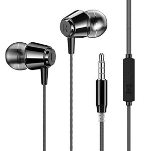 oceantek wired earbuds in ear earphones 3.5 mm comfortable clear sound headphones for sports gym running compatible with samsung & apple phones, android phones, laptops, black