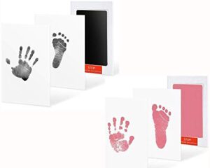 2 pack black and pink clean touch safe inkpads hand and footprint newborn baby handprint or footprint clean-touch ink pad (2 pack black & pink ink pad)