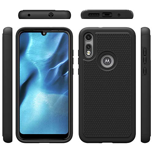 MDCN for Moto e (2020) Case, Motorola E (2020) Case with HD Screen Protector, Dual Layer Heavy-Duty Military-Grade Armor Defender Protective Phone Case Cover for Motorola Moto e (2020) (Black Armor)