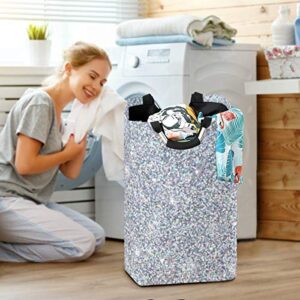 Silver Laundry Basket Collapsible Fabric Laundry Hamper Washing Bin Folding Clothes Bag